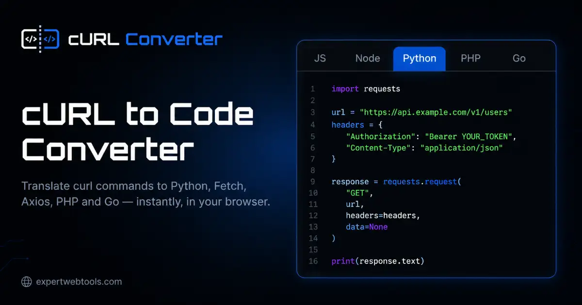 cURL to Code Converter — Translate curl to Python, JavaScript, PHP and ...